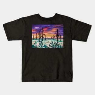 Desert cactus at sunset Kids T-Shirt